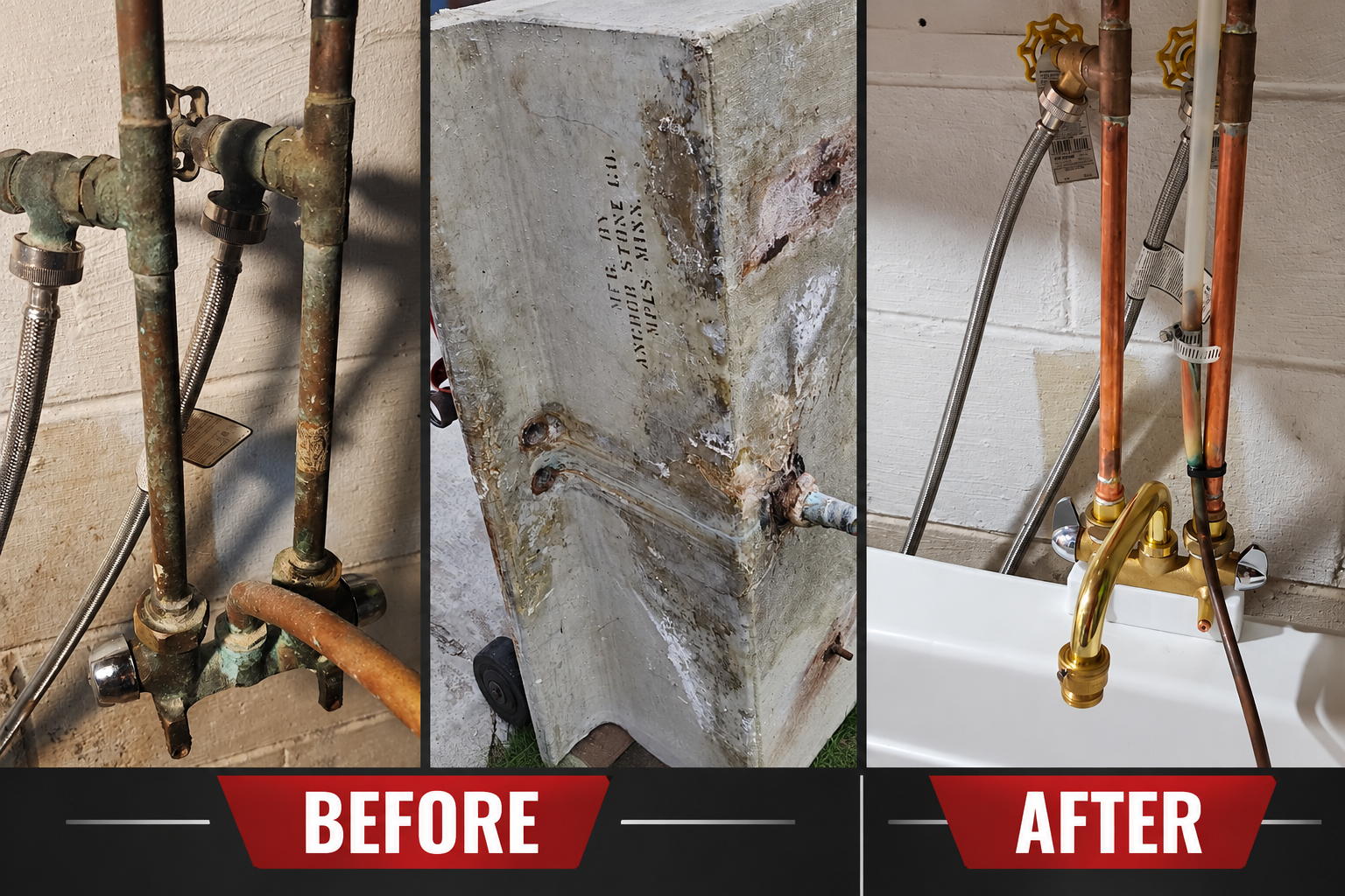 Laundry room sink before and after