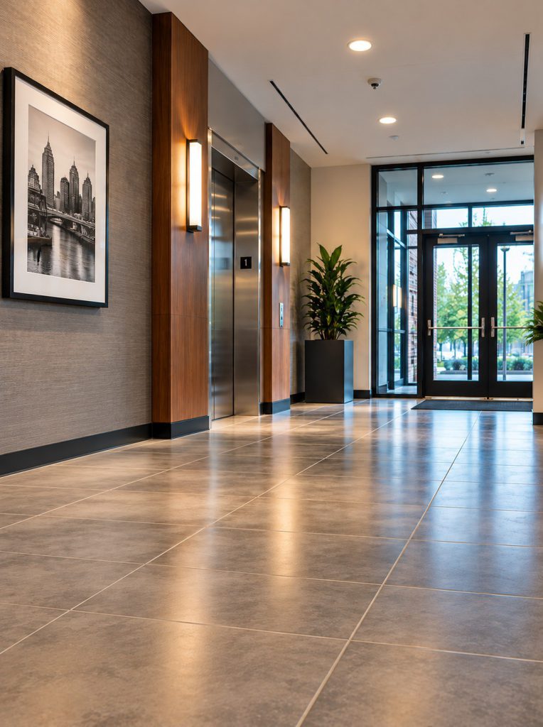 Commercial lobby hallway