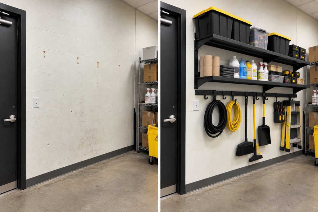 Storage assembly before and after